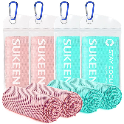 Sukeen [4 Pack] Cooling Towel (40"x12"), Ice Towel, Soft Breathable Chilly Towel
