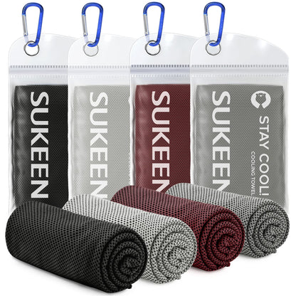 Sukeen [4 Pack] Cooling Towel (40"x12"), Ice Towel, Soft Breathable Chilly Towel