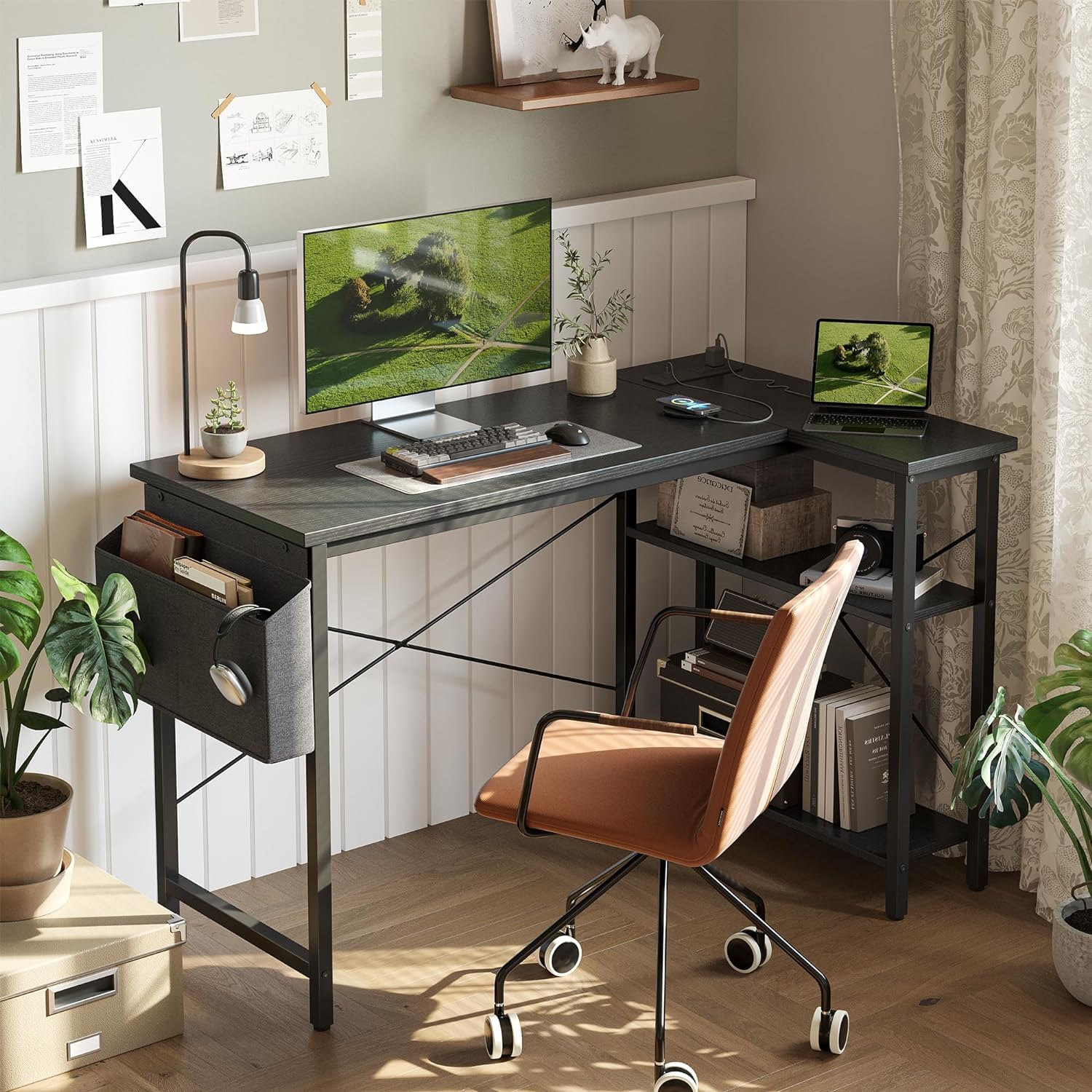 BEXEVUE Computer Desk with Power Outlets - craques