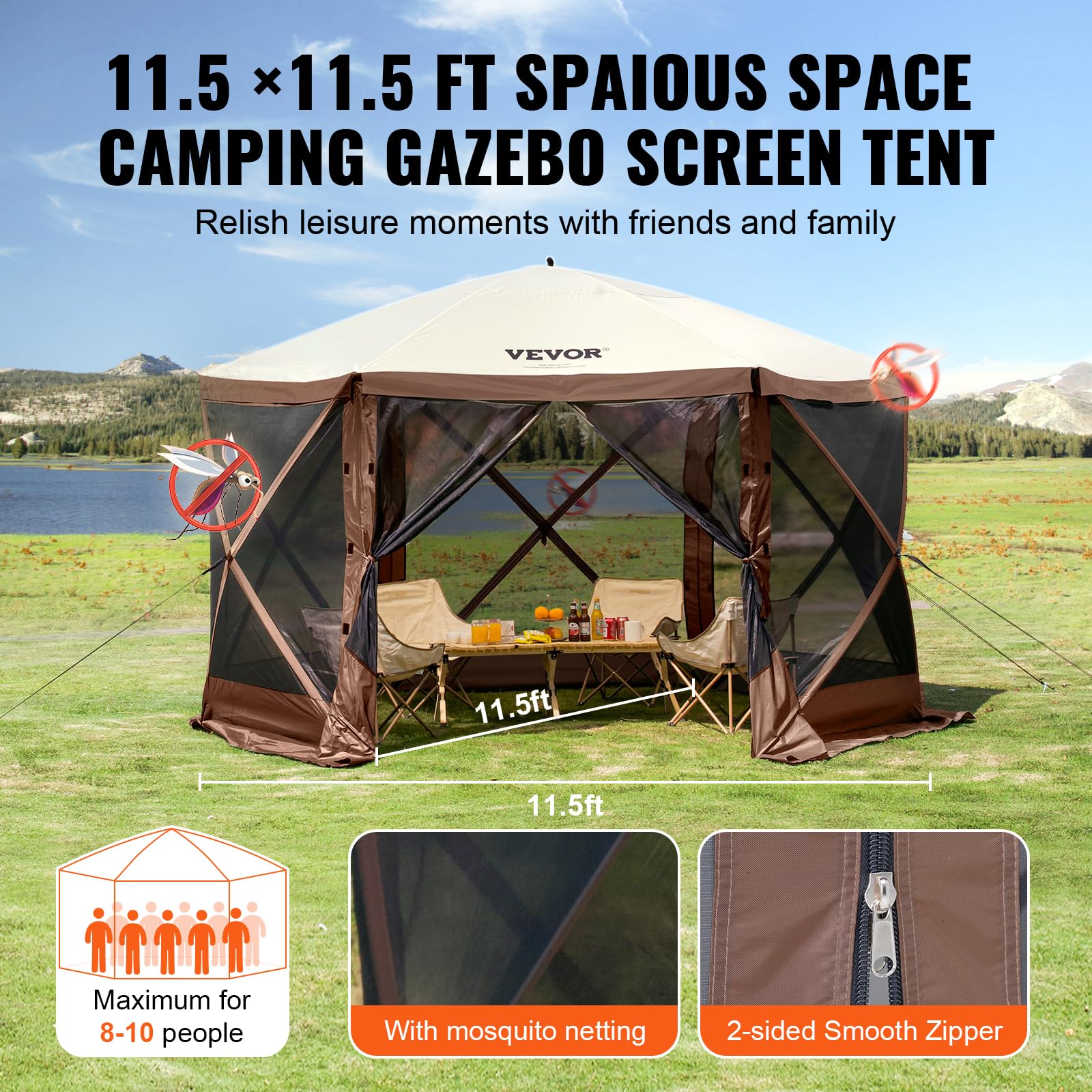 Craques VEVOR Camping Gazebo Tent with Mesh Sides