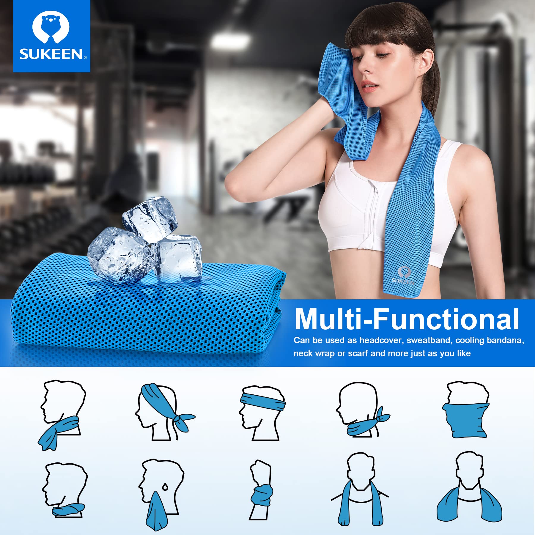 Sukeen [4 Pack] Cooling Towel (40"x12"), Ice Towel, Soft Breathable Chilly Towel - craques