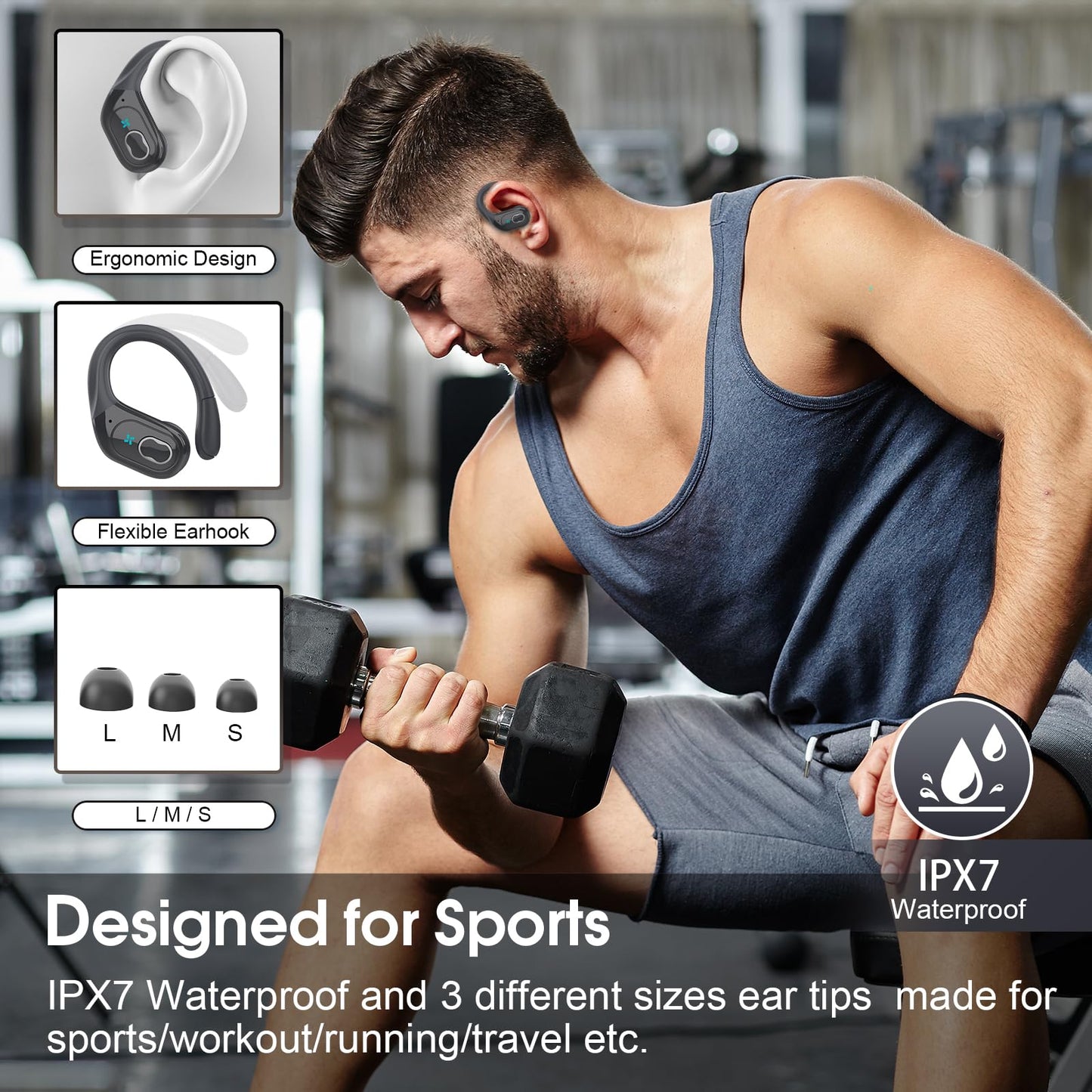 Wireless Earbuds 75hrs Bluetooth 5.4 Headphone Sport