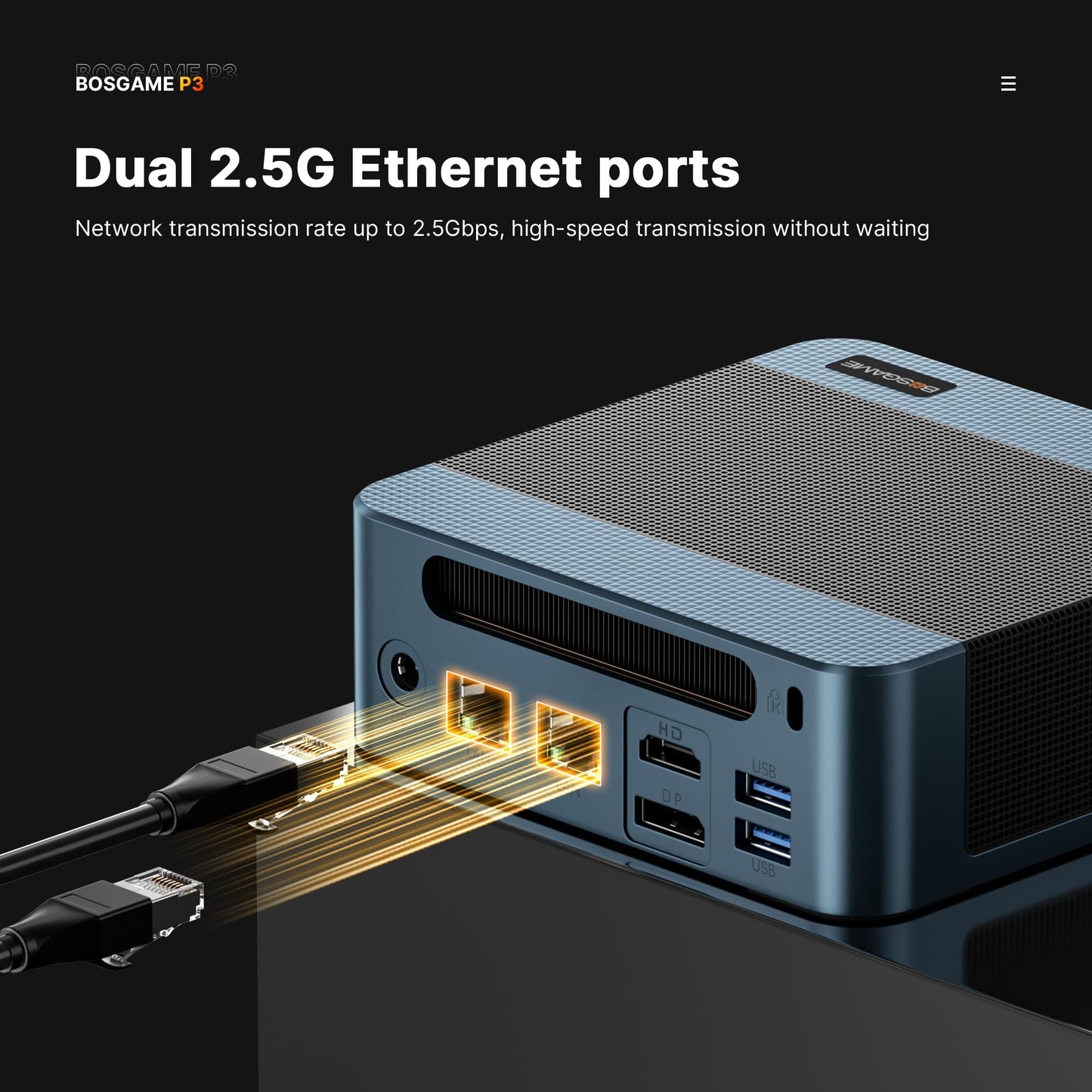 BOSGAME P4 Gaming Mini PC Ryzen 7 5700U 32GB RAM 1TB NVMe M.2 2280 SSD Windows 11 Pro Mini Computers