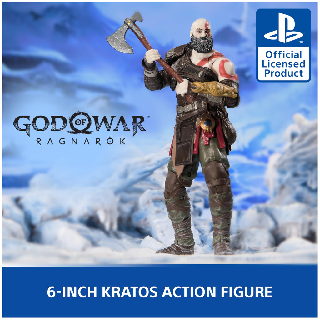 PlayStation God of War Ragnarök, 6” Kratos Action Figure with 5 Accessories, The Shapes Collection, for PS5 Fans & Collectors Ages 17+ - craques