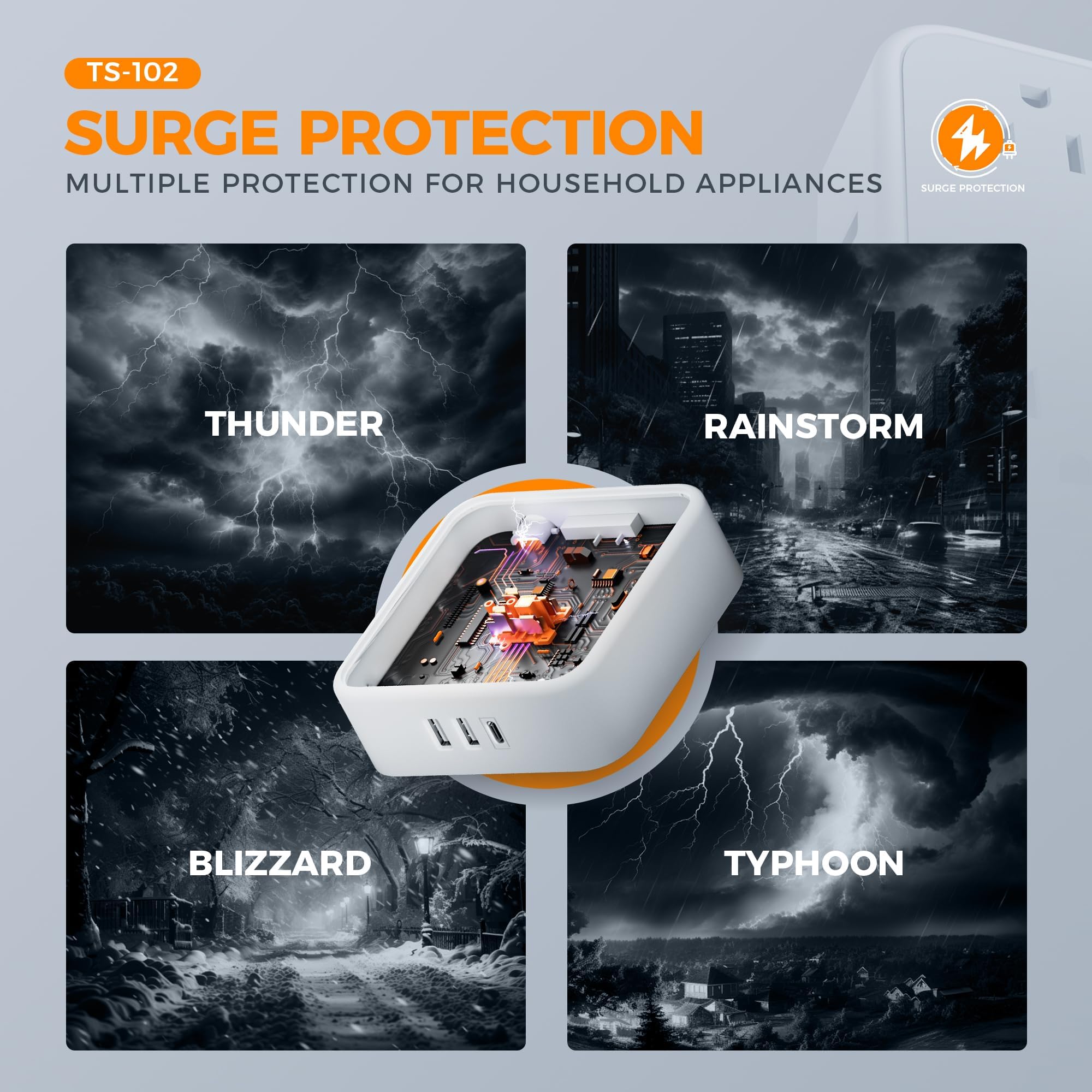 Flat Plug Extension Cord Indoor 5 Feet, Power Bars with Surge Protector - craques