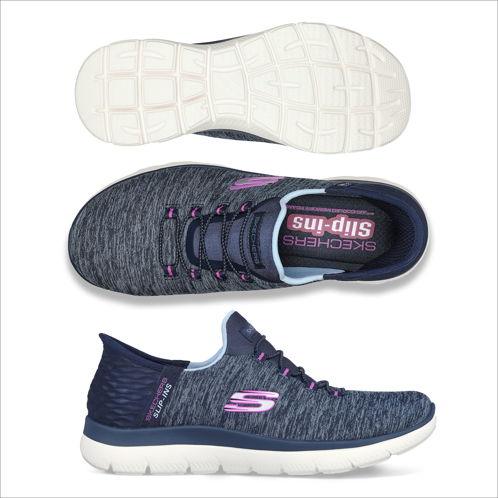 Skechers Womens Hands Free Slip Ins Summits Dazzling Haze Sneaker - craques