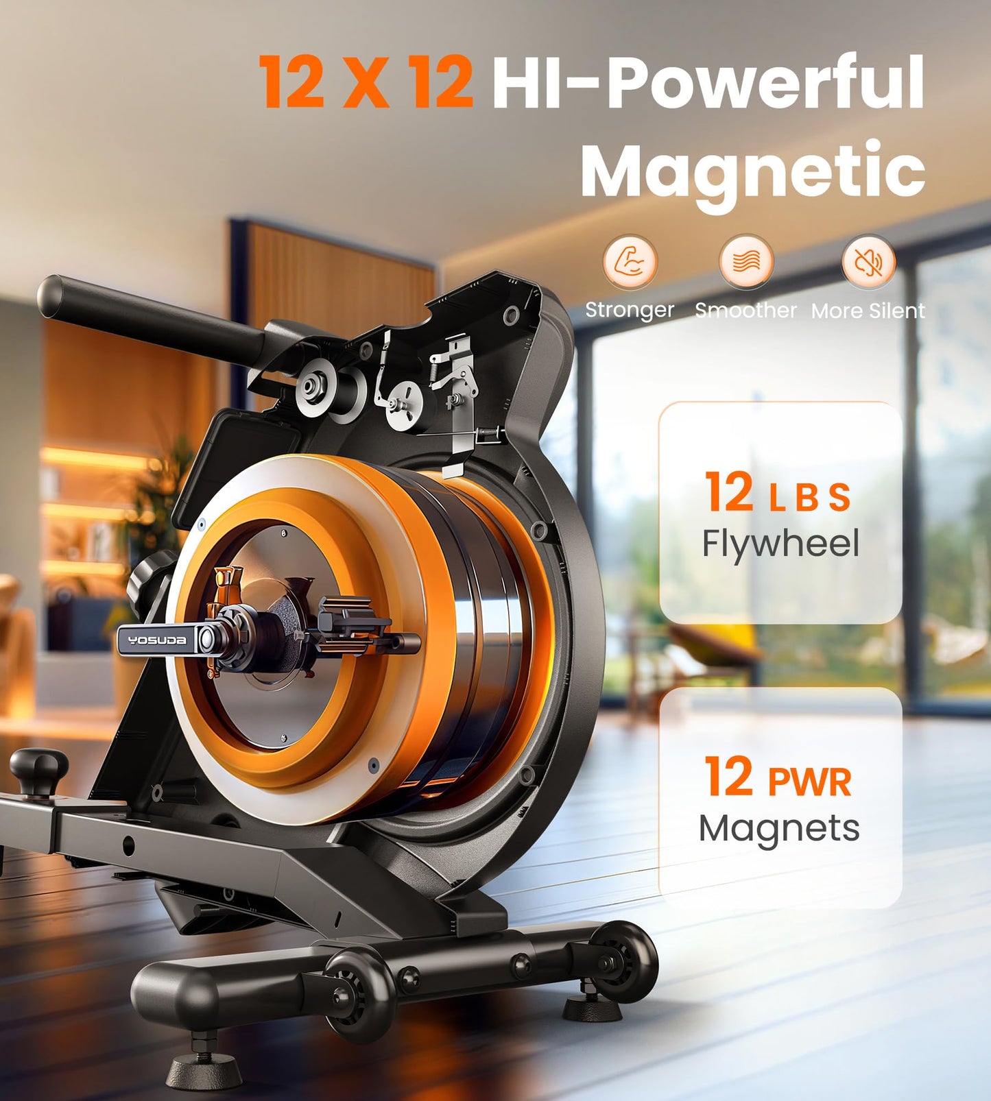 YOSUDA Magnetic Rowing Machine - 350 LB Weight Capacity