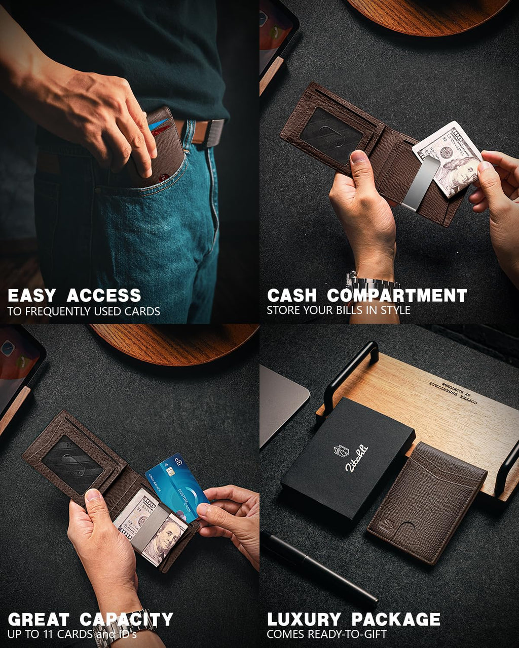 Craques Slim RFID Wallet for Men - Brown Leather craques
