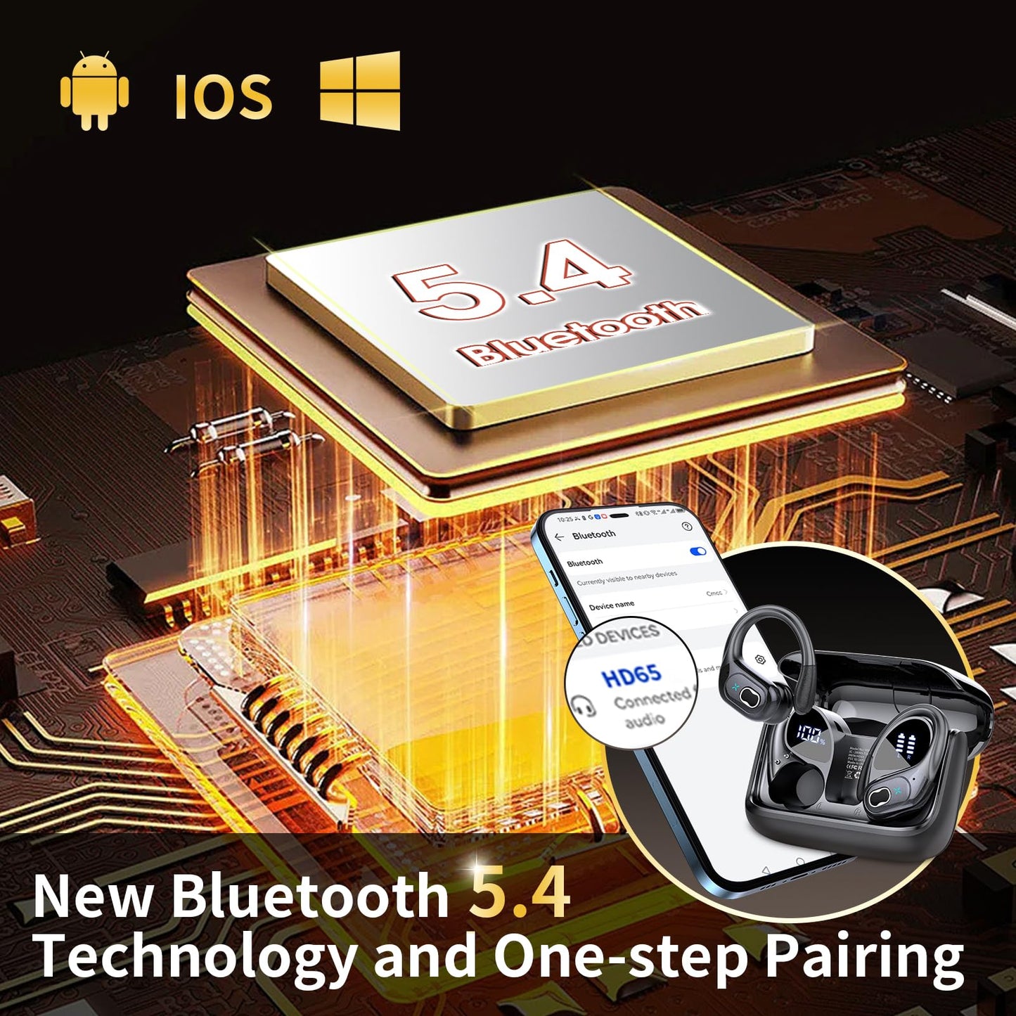 Wireless Earbuds 75hrs Bluetooth 5.4 Headphone Sport