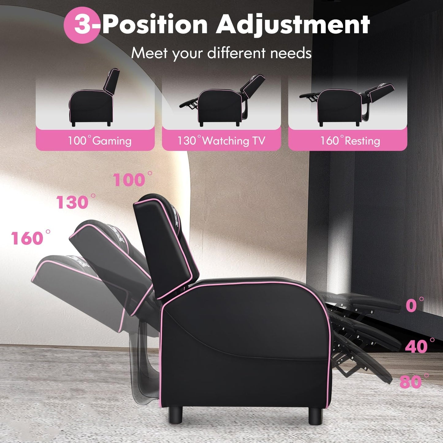 GYMAX Massage Gaming Recliner Chair