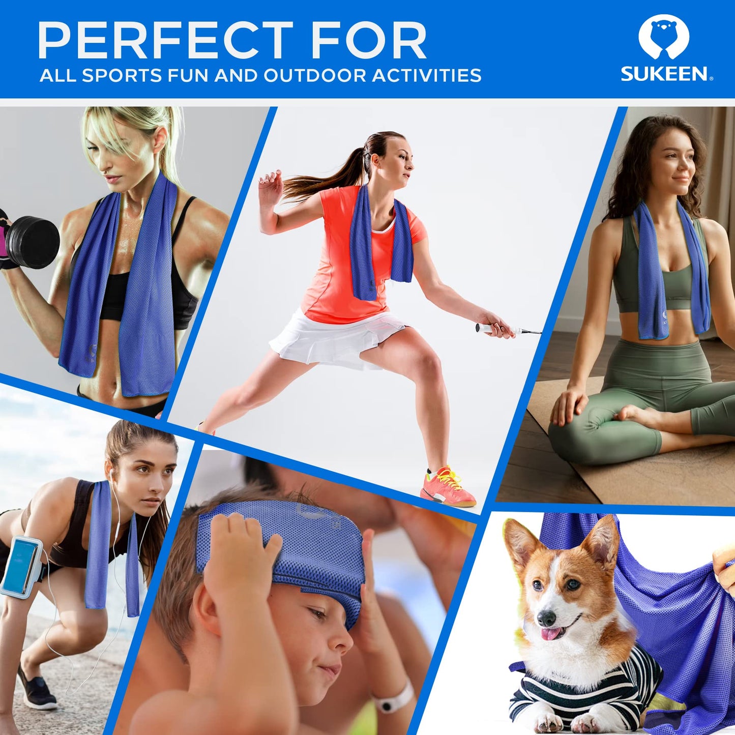 Sukeen [4 Pack] Cooling Towel (40"x12"), Ice Towel, Soft Breathable Chilly Towel
