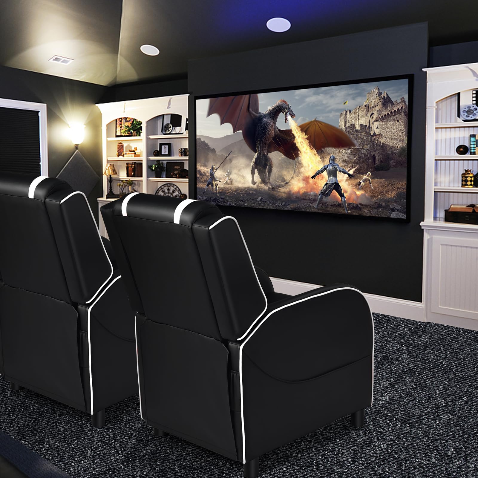 GYMAX Massage Gaming Recliner Chair - craques