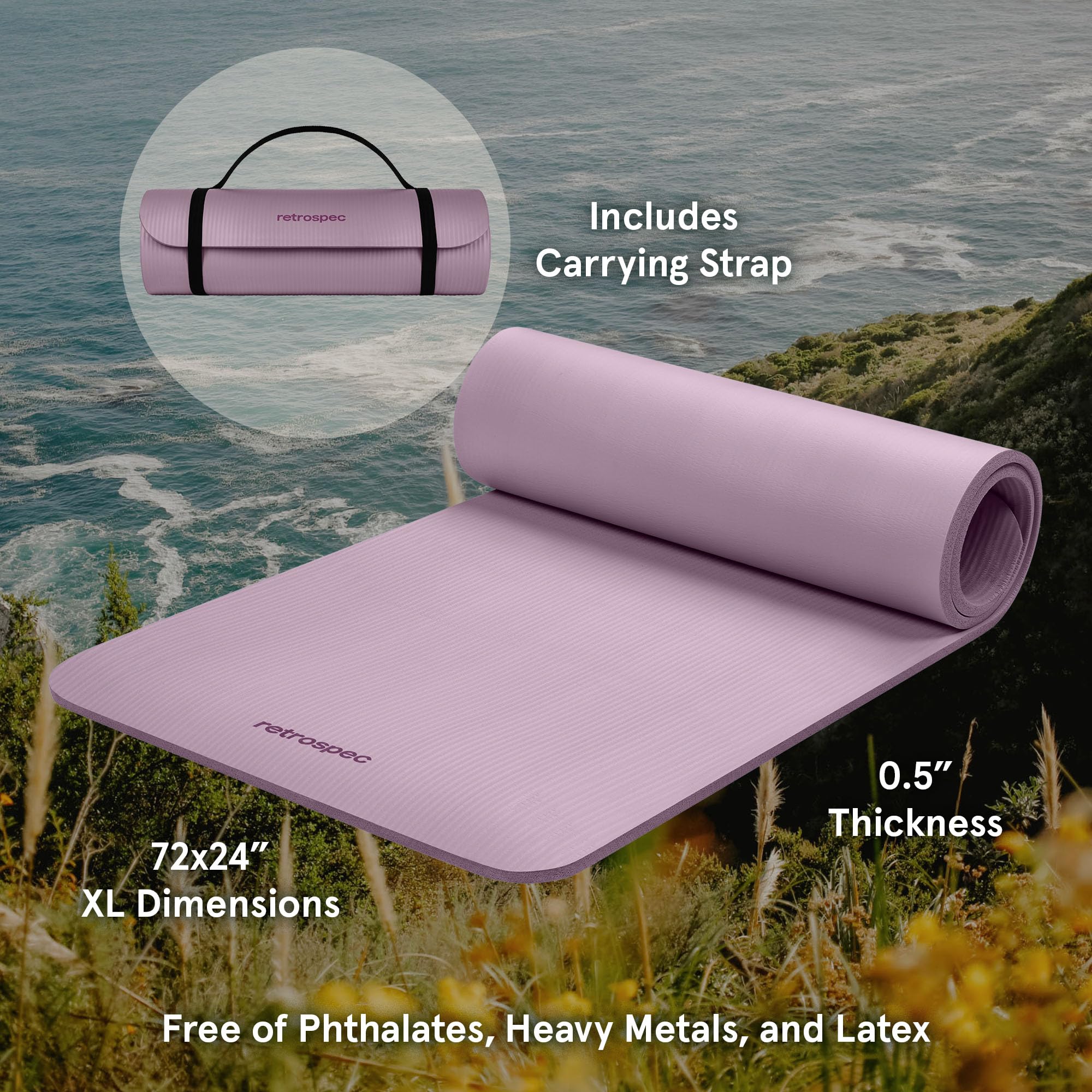 Retrospec Solana Yoga Mat 1/2" Thick - craques