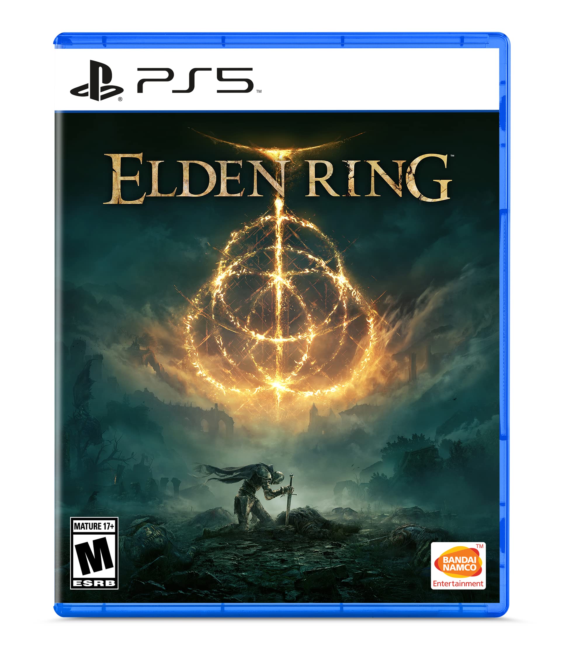 Elden Ring PS5 game case with dark fantasy cover art and glowing symbol by craques