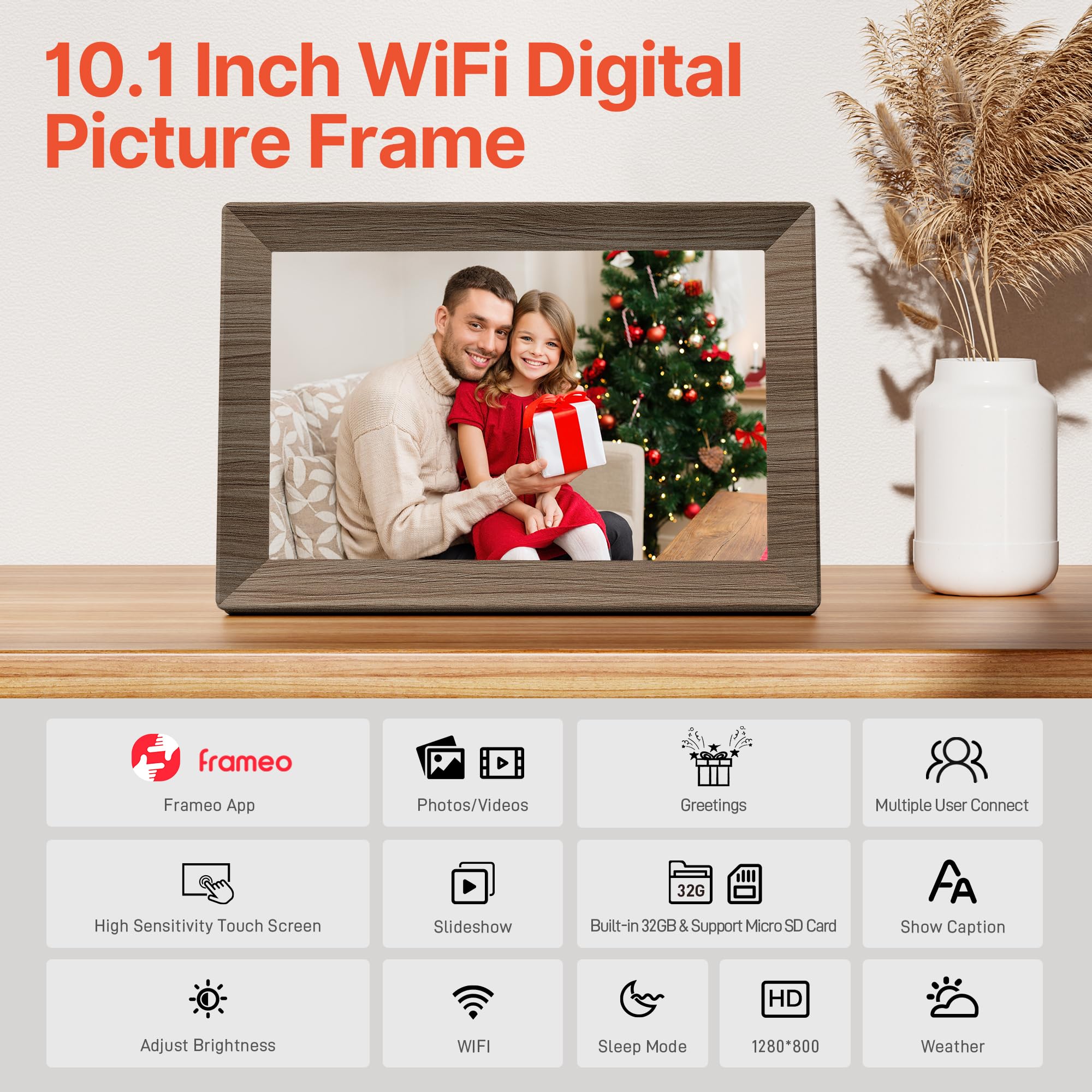 Craques Frameo WiFi Digital Picture Frame with Wood Finish craques