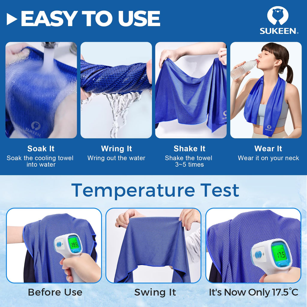 Sukeen [4 Pack] Cooling Towel (40"x12"), Ice Towel, Soft Breathable Chilly Towel - craques