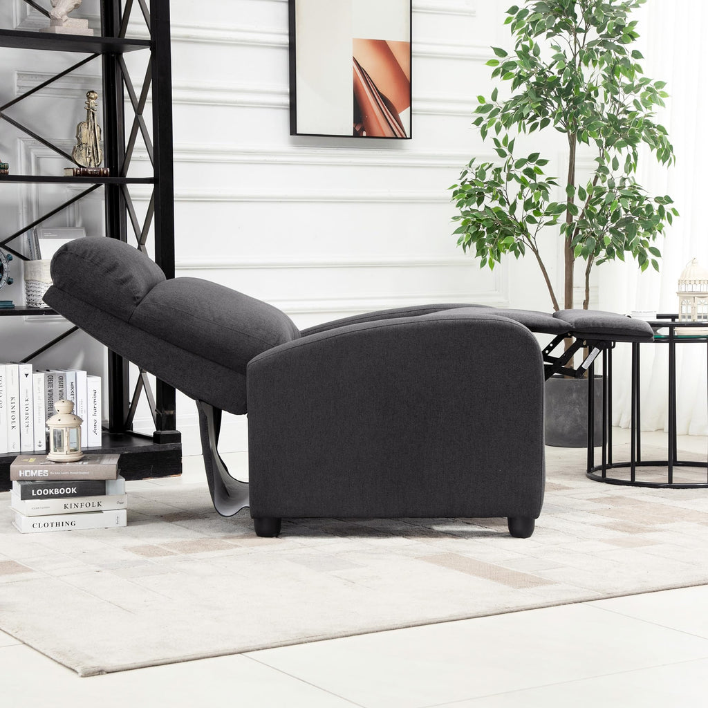 HOMCOM Push Back Recliner Chair, Fabric Home Theater Seating, Single Reclining Sofa Chair with Padded Seat for Living Room, Dark Grey - craques