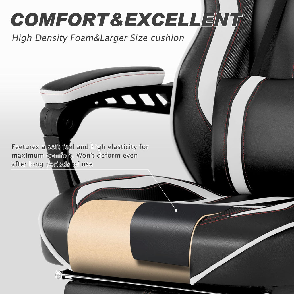 Vonesse Gaming Chair with Footrest by Craques - White & Pink