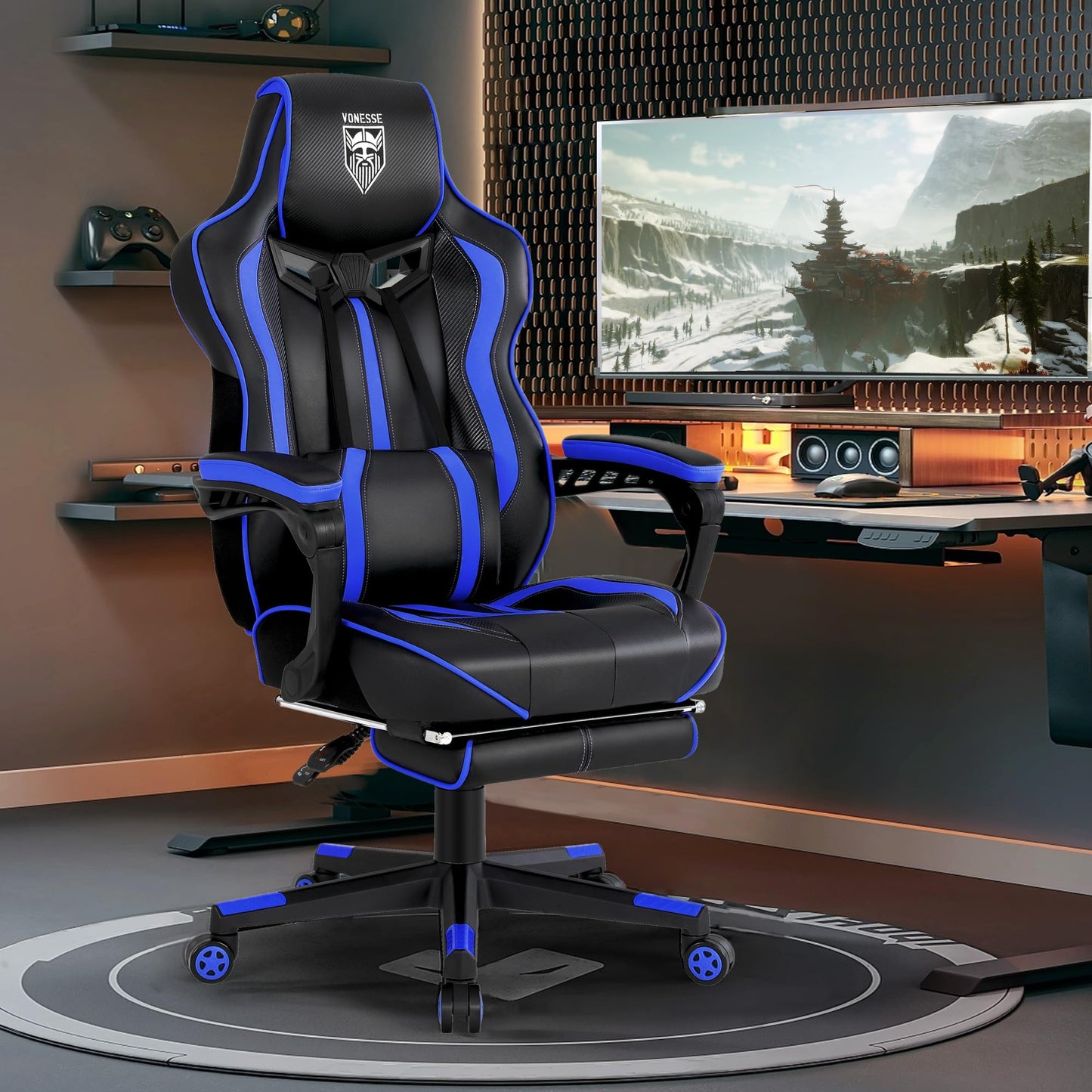 Vonesse Gaming Chair with Footrest Computer Chair