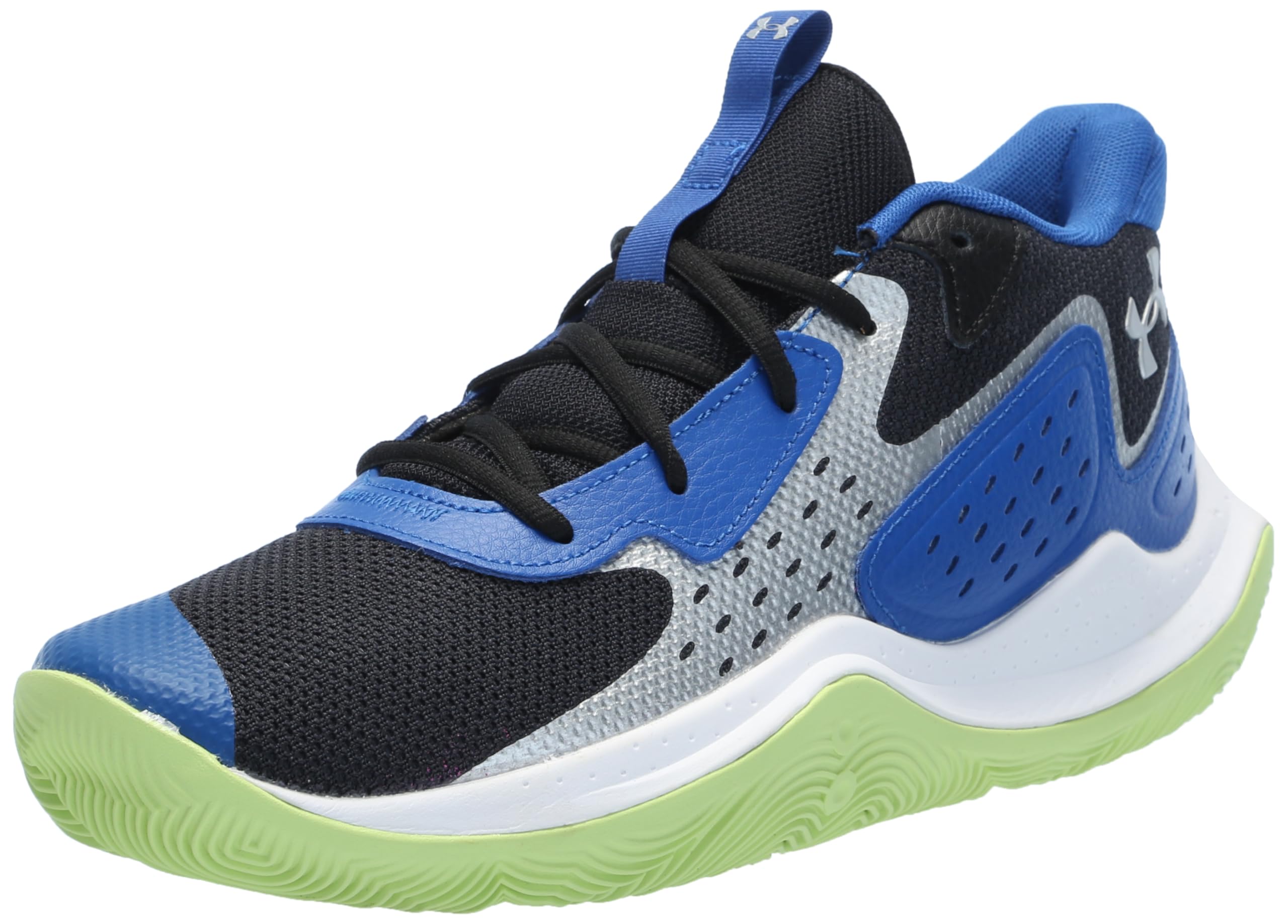 Under Armour Jet 23 Basketball Shoes - Lightweight Durable - 11.5 Women/10 Men / (007) Black/Tech Blue/Metallic Silver