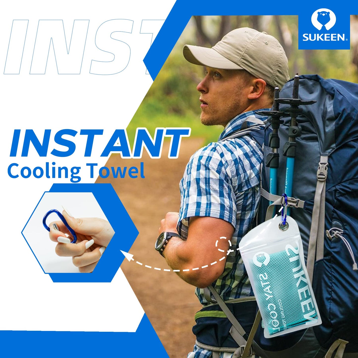 Sukeen [4 Pack] Cooling Towel (40"x12"), Ice Towel, Soft Breathable Chilly Towel