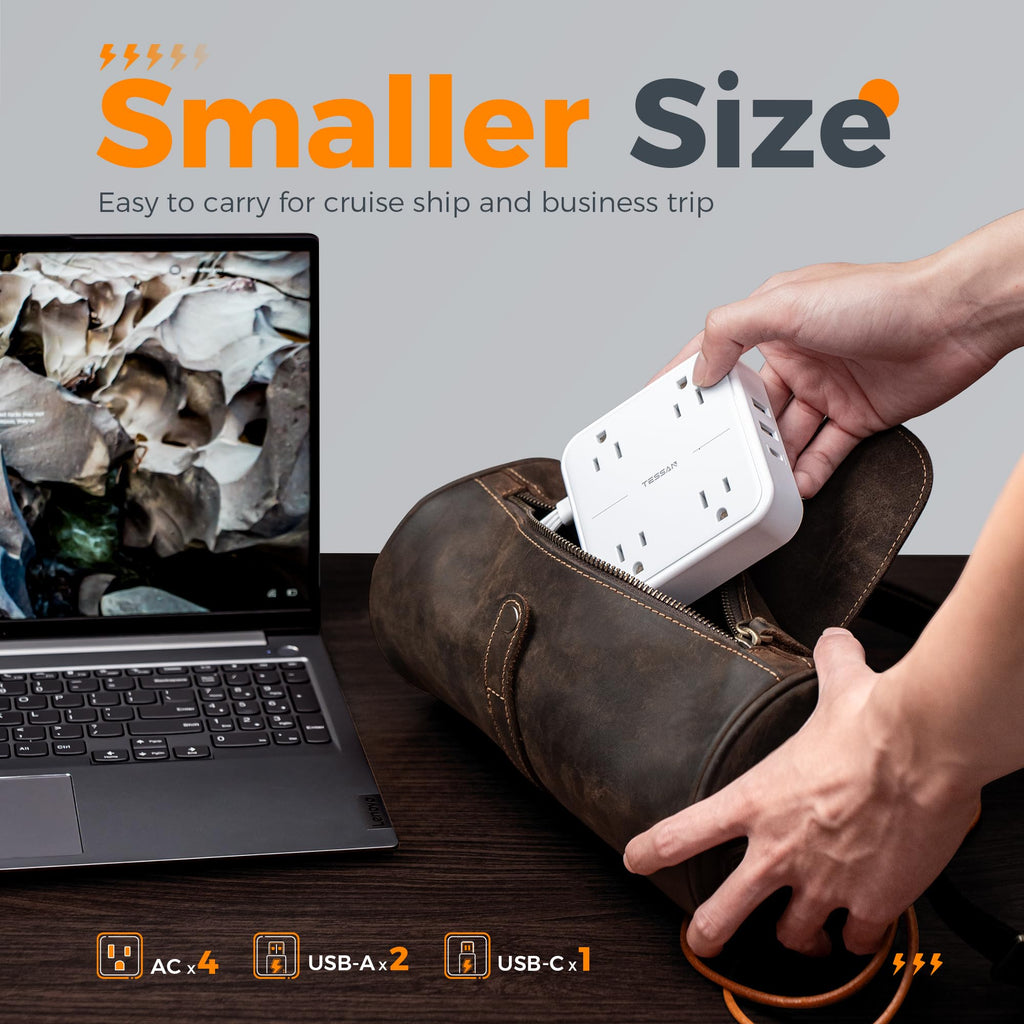 Flat Plug Extension Cord Indoor 5 Feet, Power Bars with Surge Protector - craques