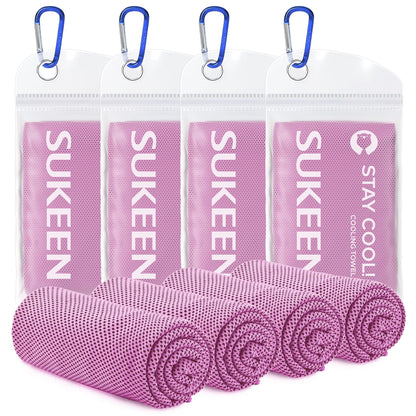 Sukeen [4 Pack] Cooling Towel (40"x12"), Ice Towel, Soft Breathable Chilly Towel
