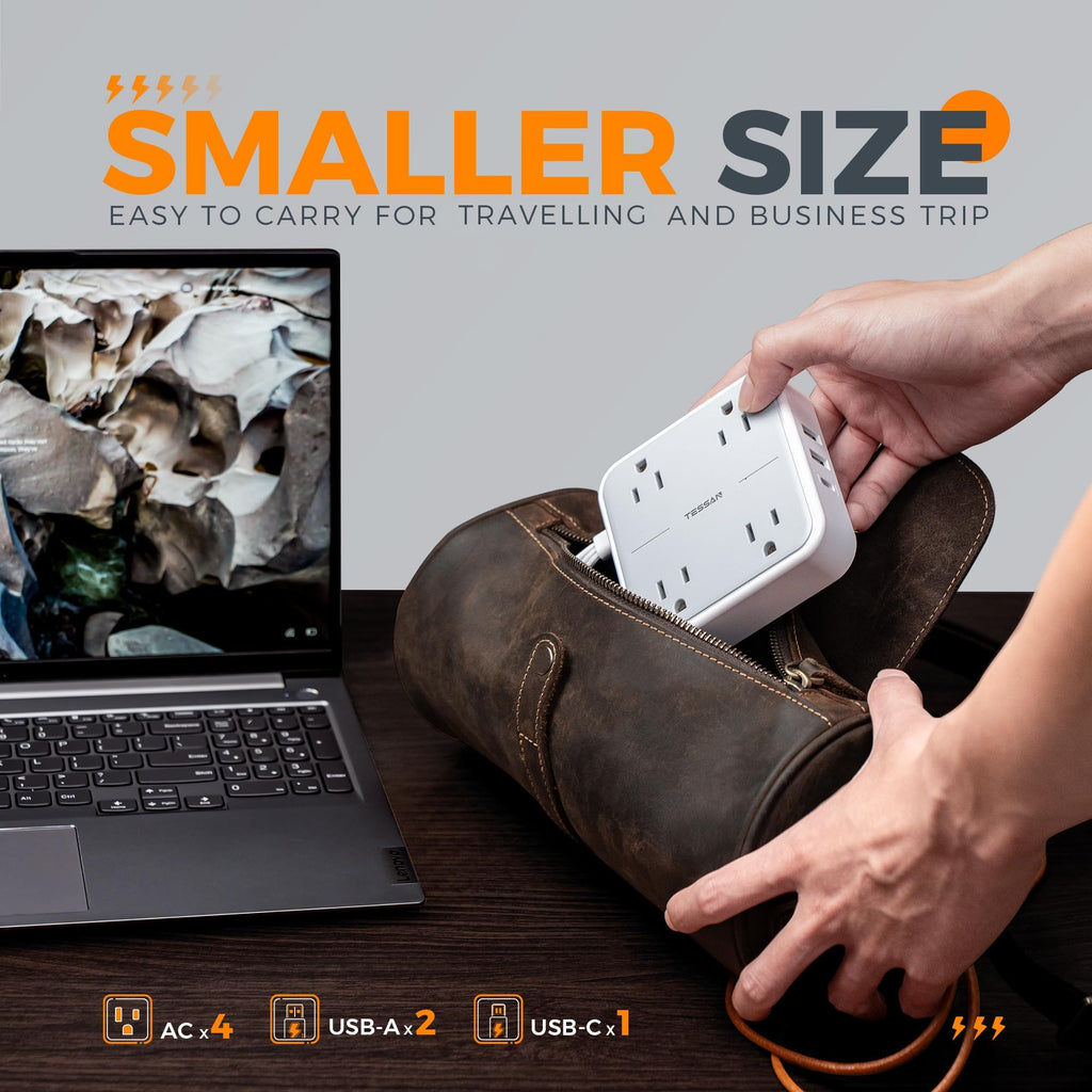 Flat Plug Extension Cord Indoor 5 Feet, Power Bars with Surge Protector - craques