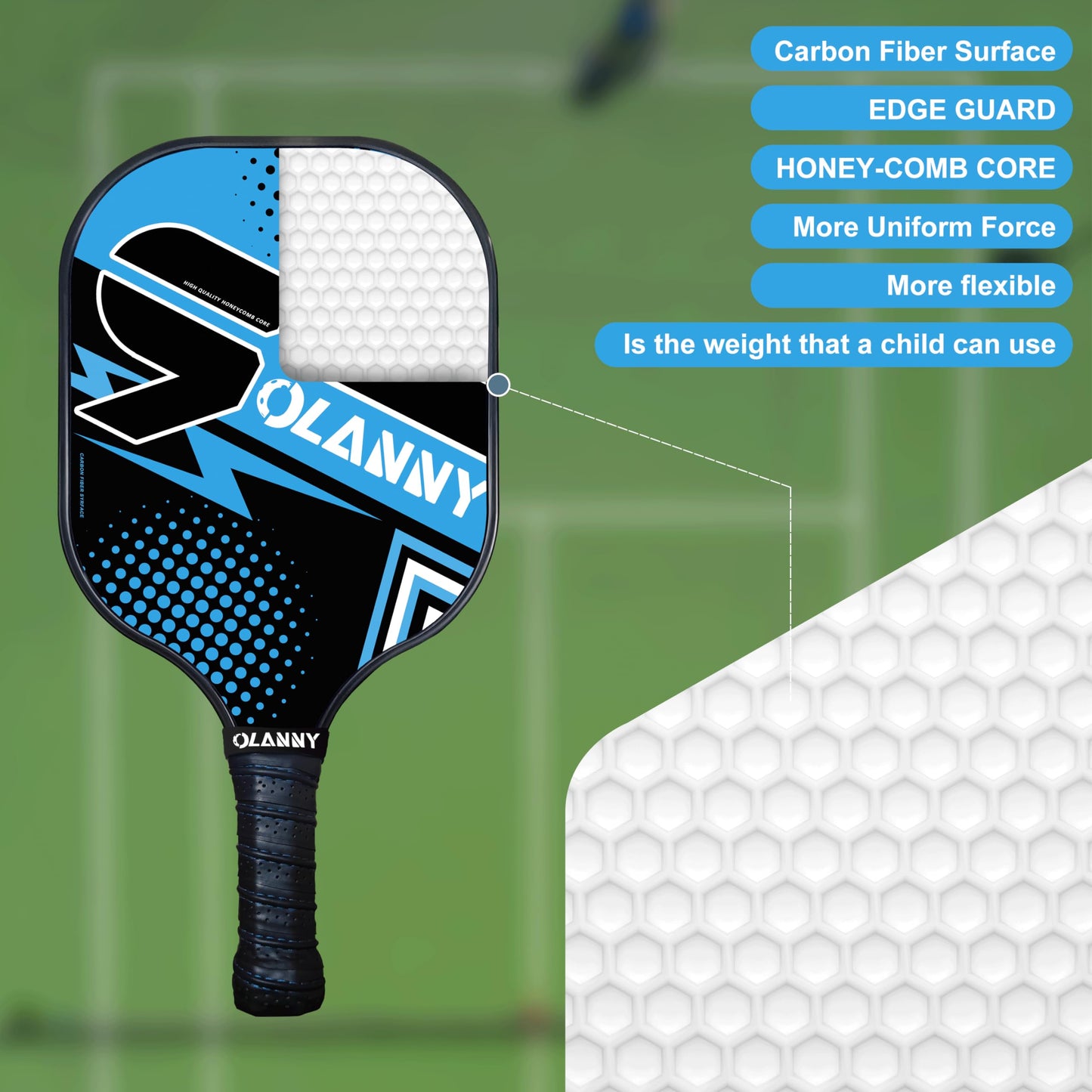 Graphite Pickleball Paddles 4 Pack - Premium Rackets Fiber Face