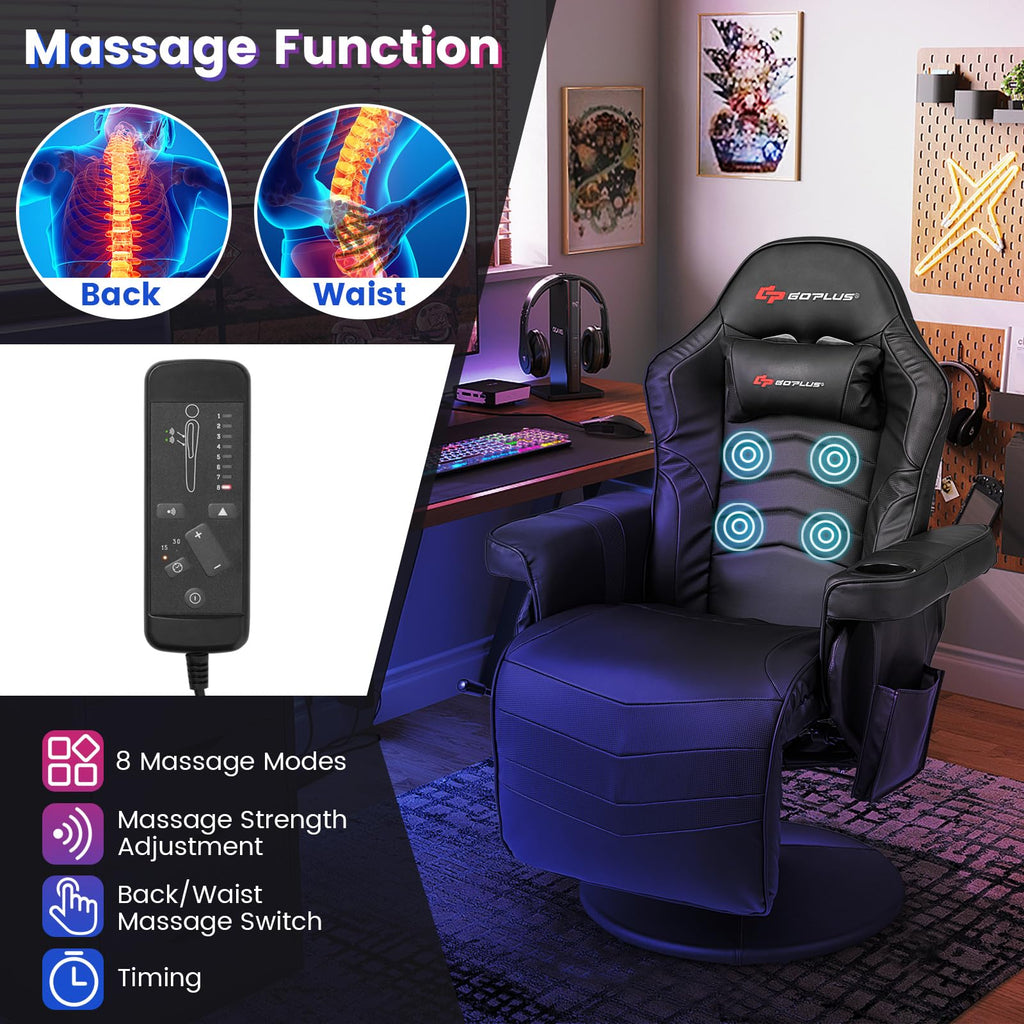 POWERSTONE Gaming Recliner, Adjustable Massage Gaming Chair - craques