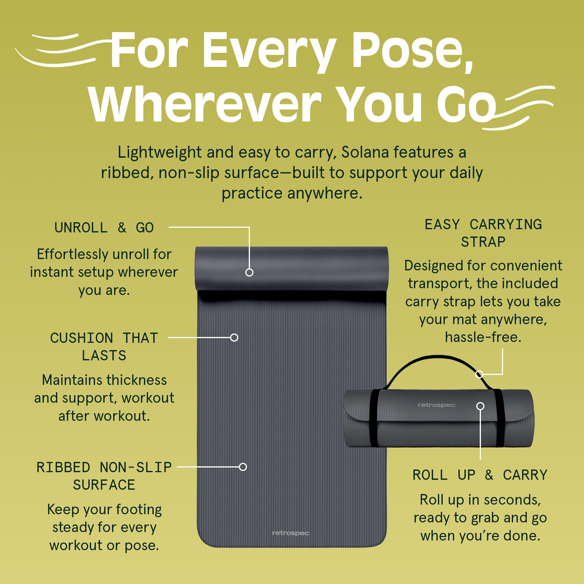 Retrospec Solana Yoga Mat 1/2" Thick - craques