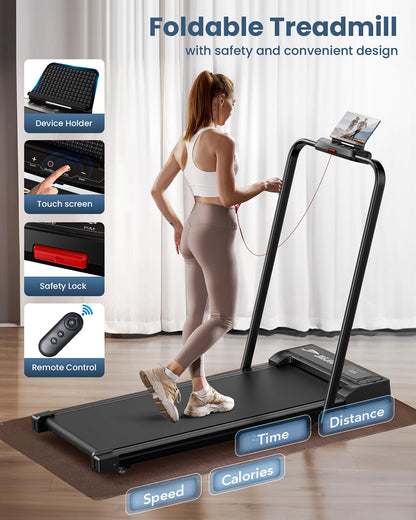 Foldable Walking Pad with Handle Bar