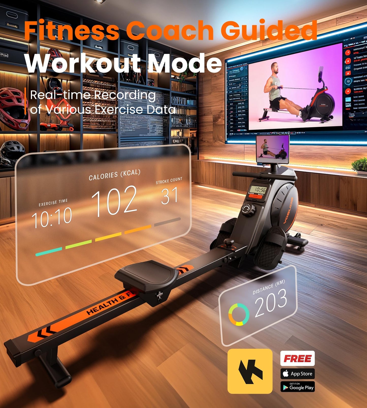 YOSUDA Magnetic Rowing Machine - 350 LB Weight Capacity