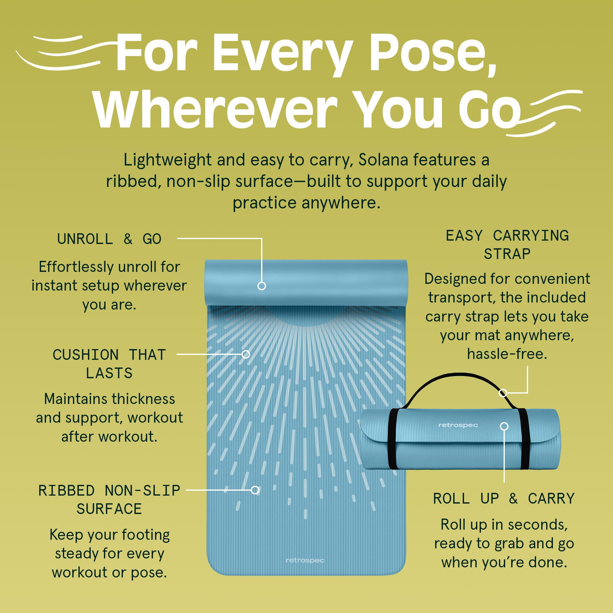 Retrospec Solana Yoga Mat 1/2" Thick - craques