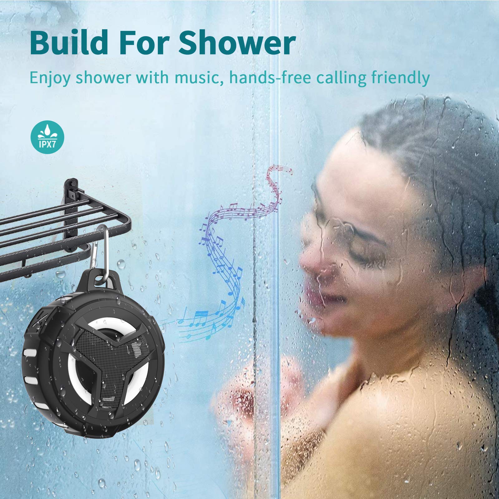 Craques Waterproof Bluetooth Shower Speaker with LED Lights craques