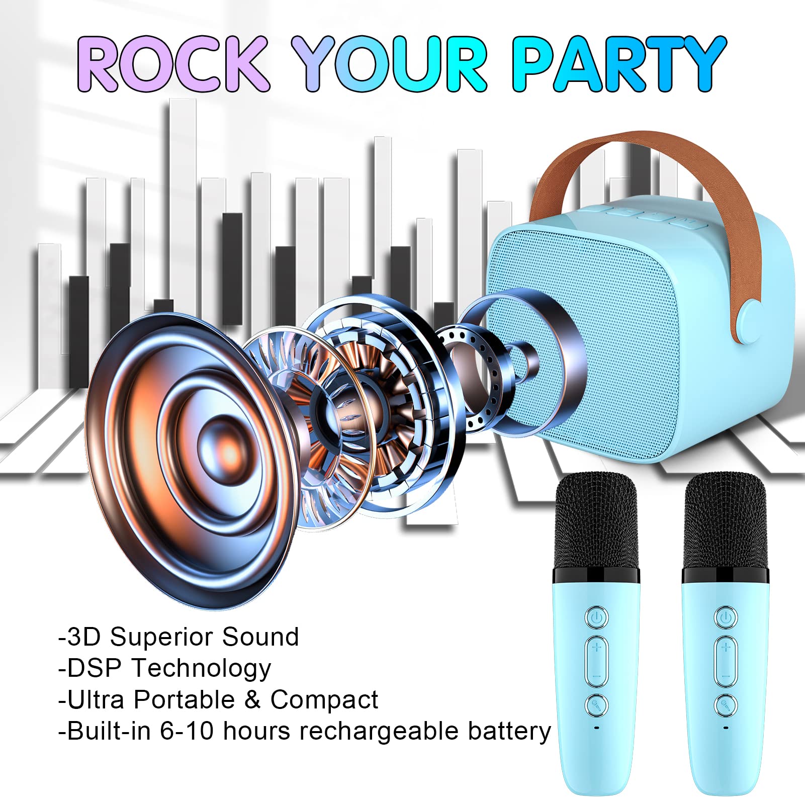 Mini Karaoke Machine for Kids Adults, Portable Bluetooth Speaker - craques