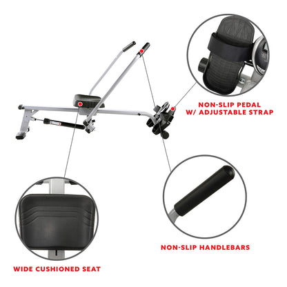 Sunny Health & Fitness Smart Compact Full Motion Rowing Machine, Full-Body Workout