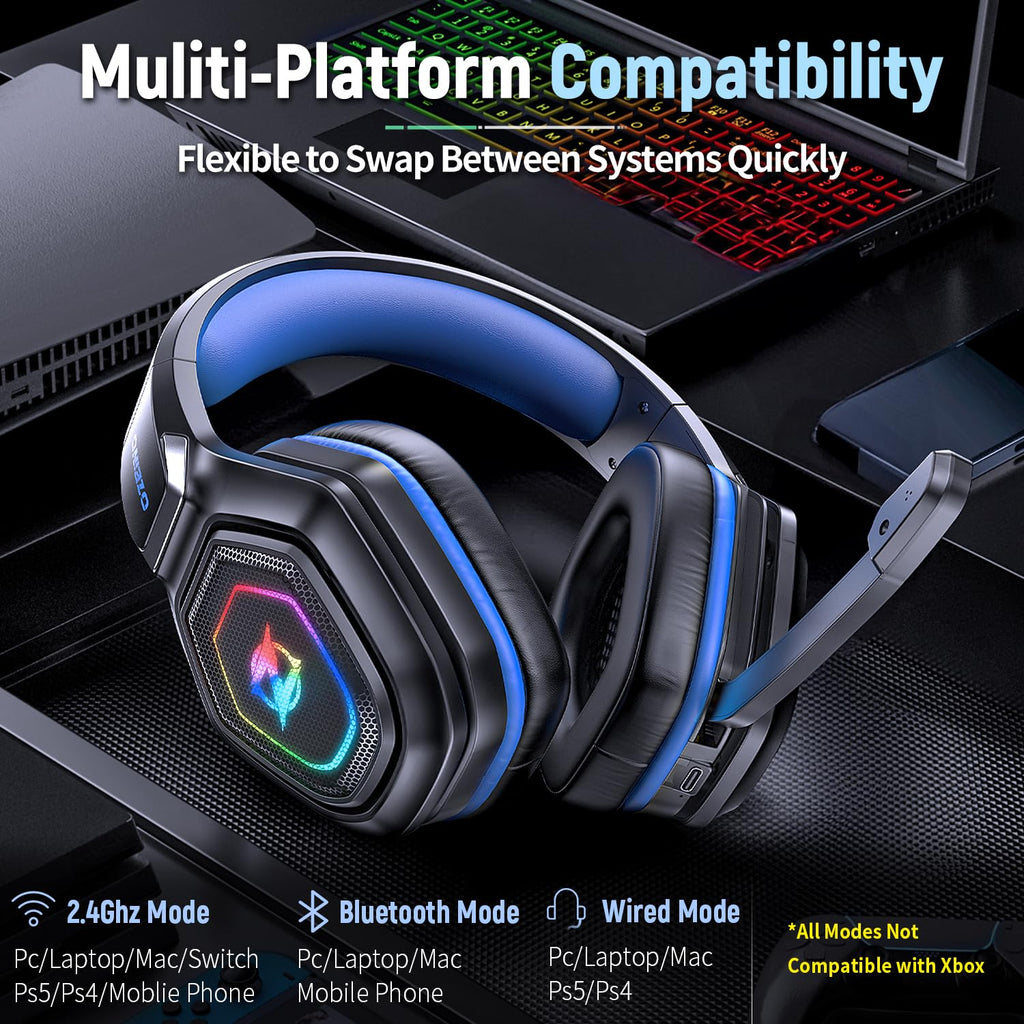 Craques Wireless Gaming Headset for PC with RGB Lighting