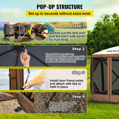 VEVOR Camping Gazebo Tent, 12'x12'