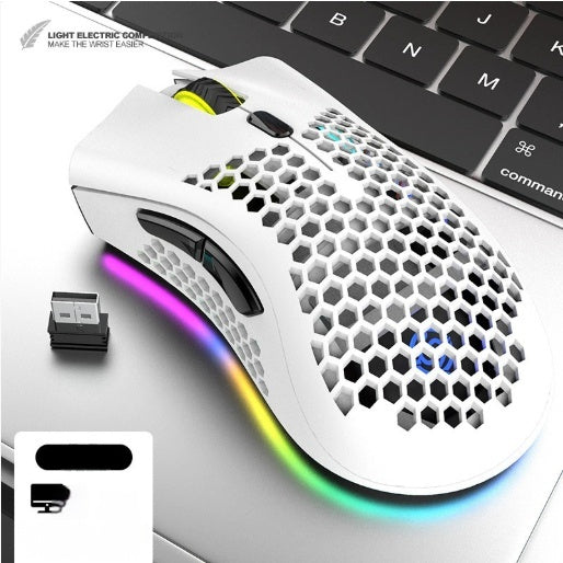 Hollow Out Game Luminous Charging Wireless Mouse - BM600 White
