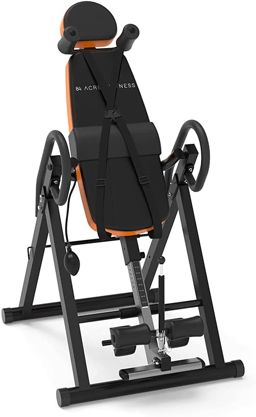 Craques heavy duty inversion table with padded backrest and adjustable frame for spinal relief