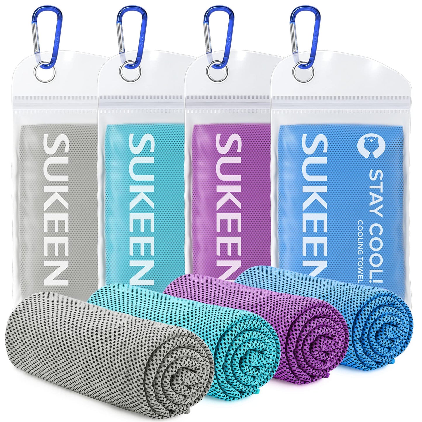 Sukeen [4 Pack] Cooling Towel (40"x12"), Ice Towel, Soft Breathable Chilly Towel