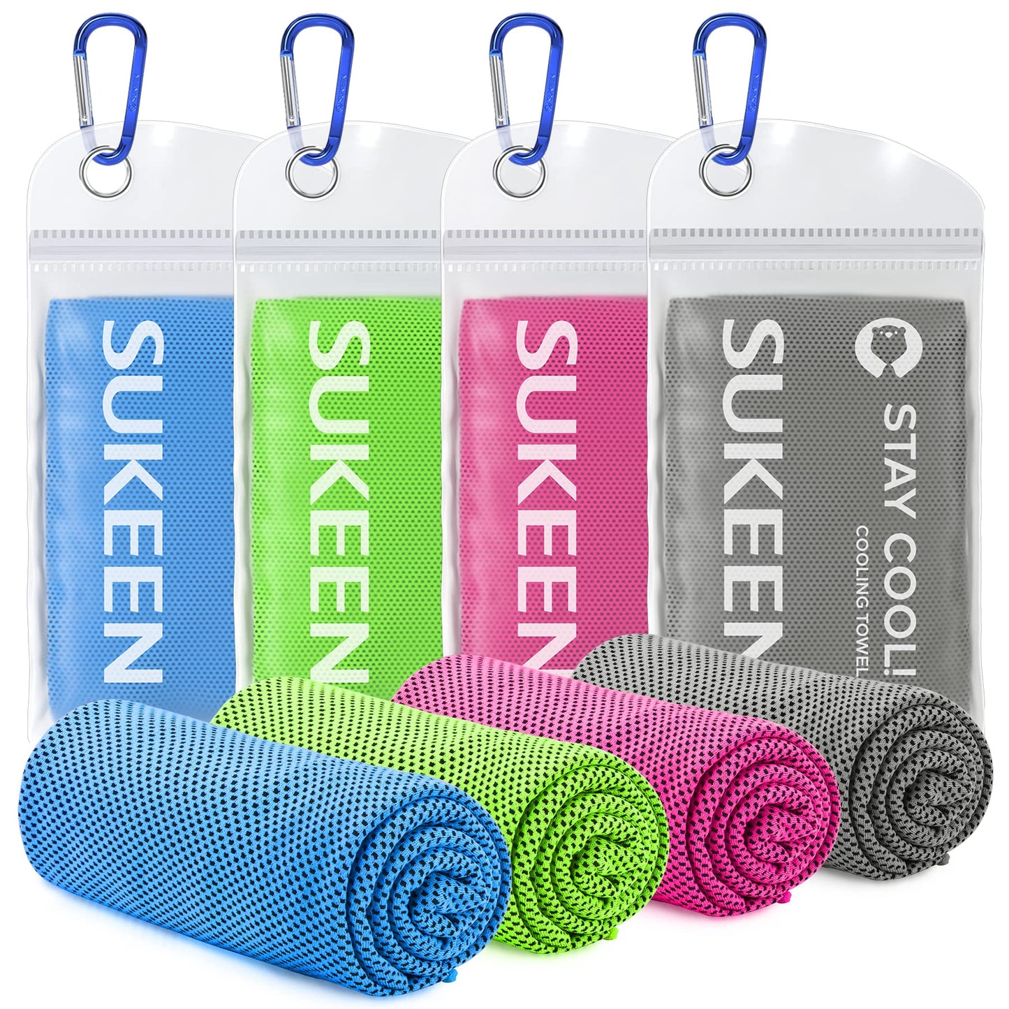 Sukeen [4 Pack] Cooling Towel (40"x12"), Ice Towel, Soft Breathable Chilly Towel