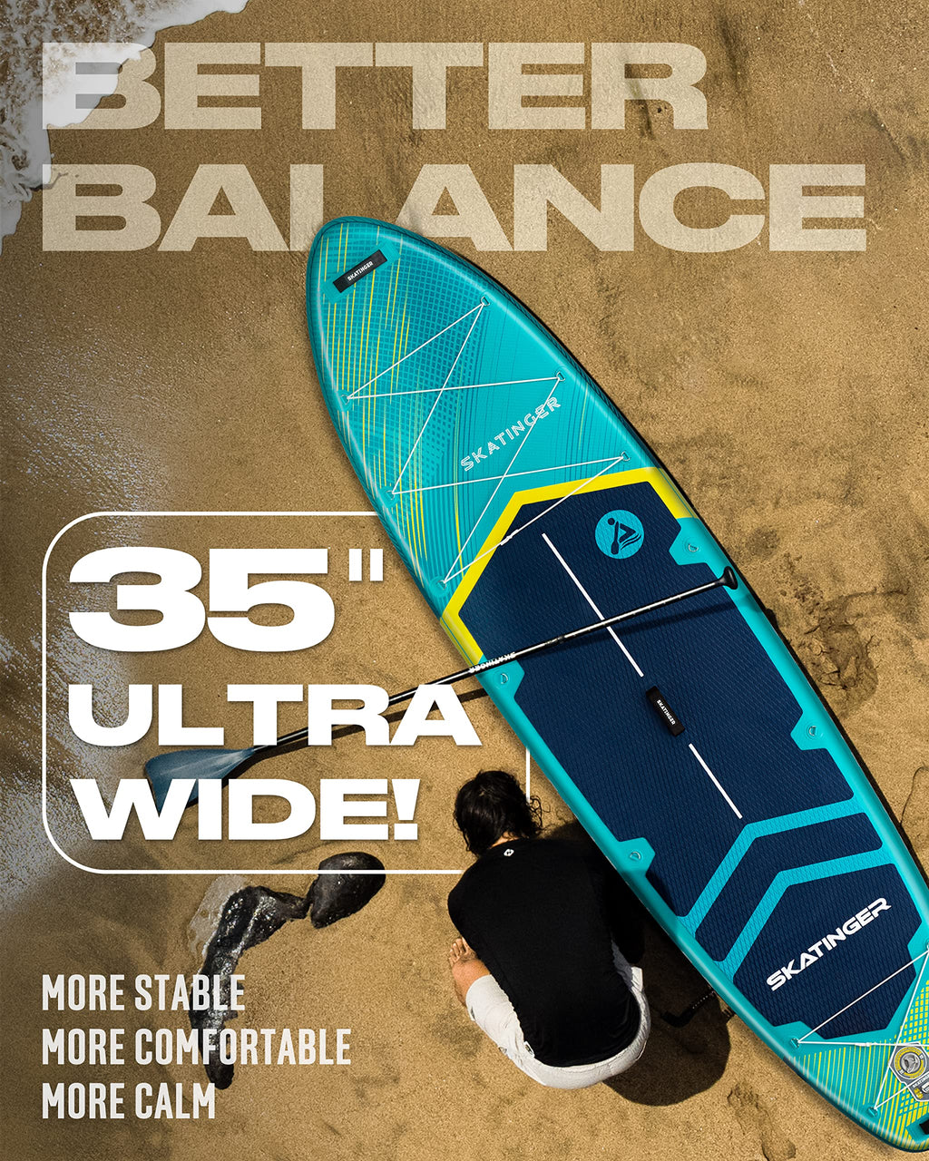 11'6×35" Super Wide Inflatable Paddle Board - craques