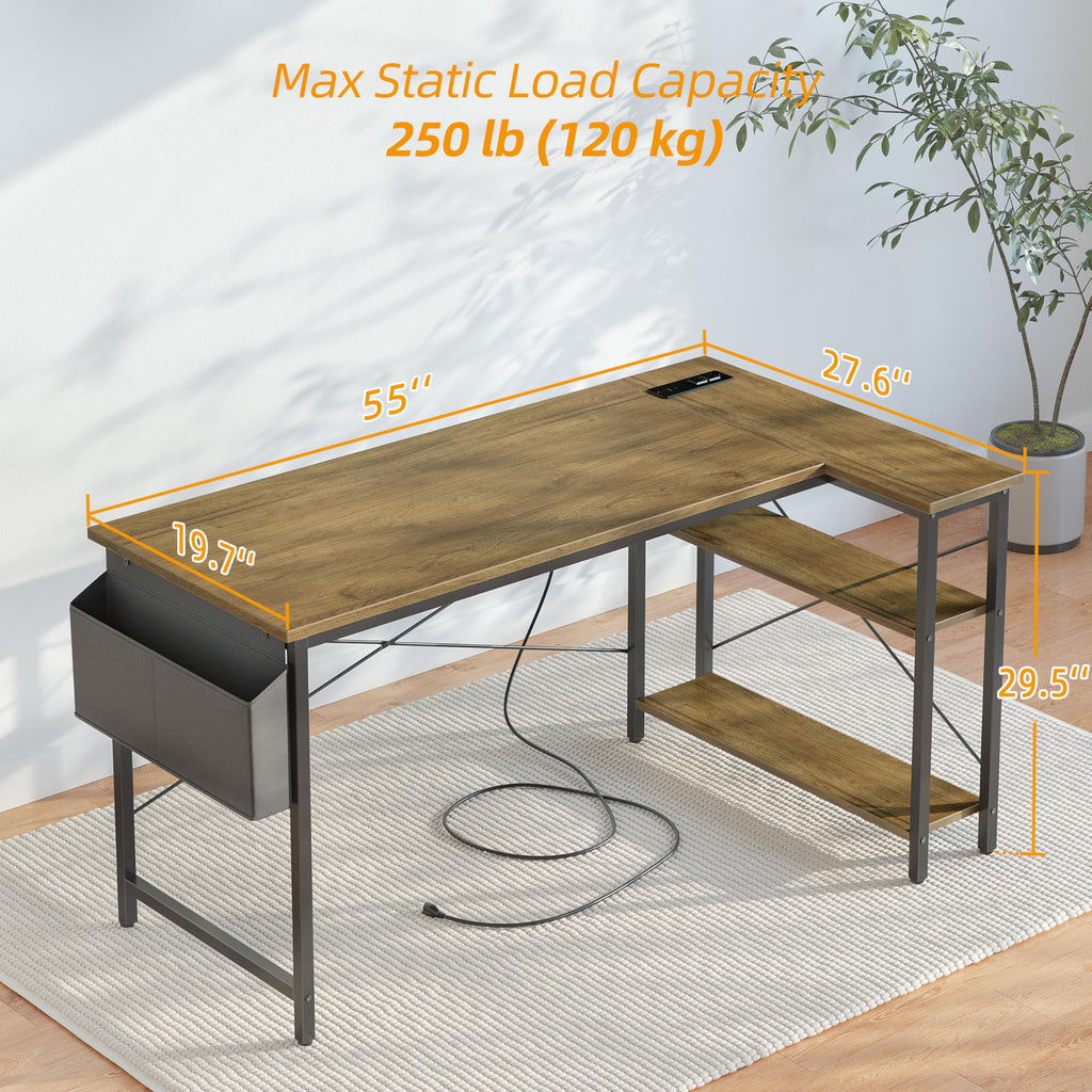 BEXEVUE Computer Desk with Power Outlets - craques