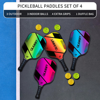 Graphite Pickleball Paddles 4 Pack - Premium Rackets Fiber Face