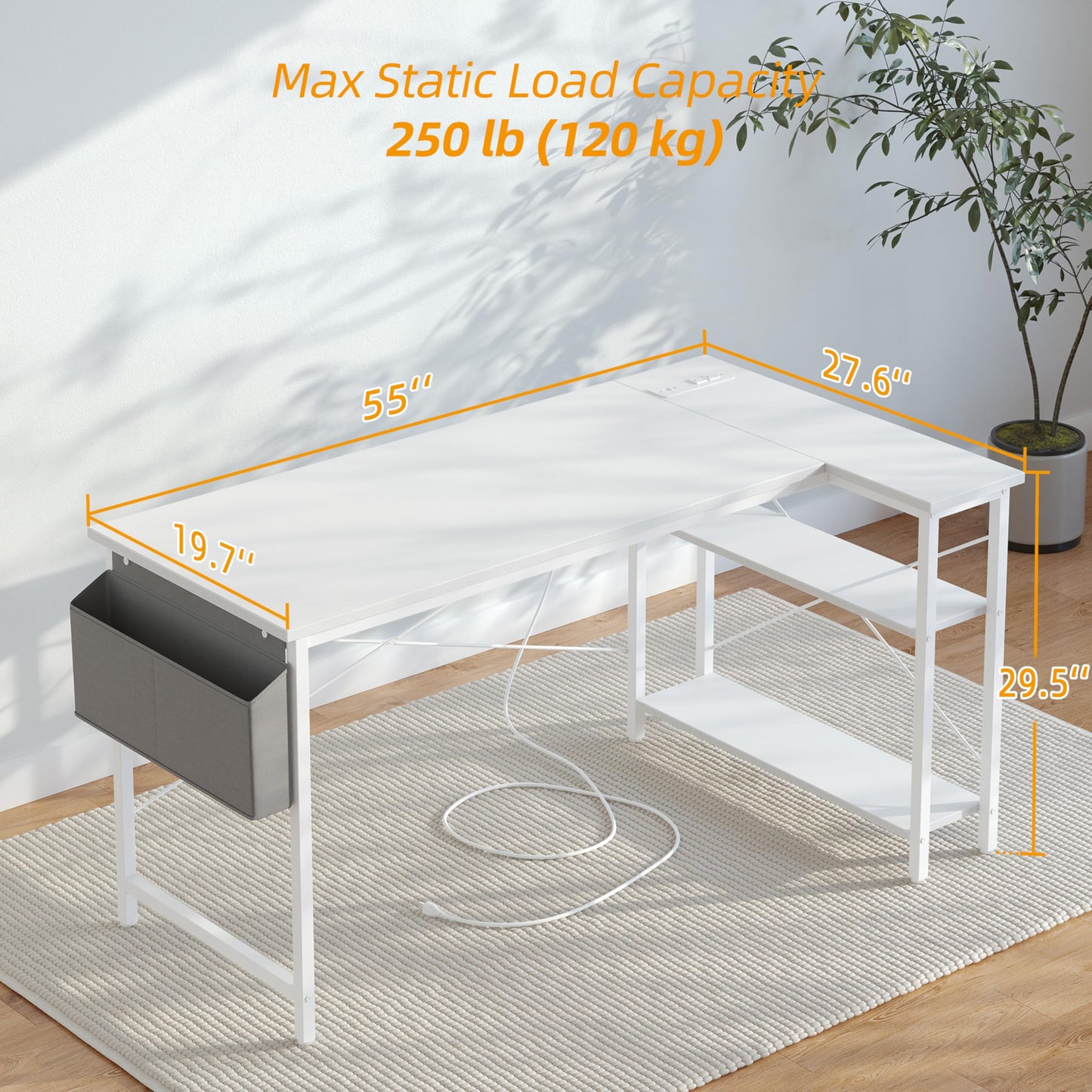 BEXEVUE Computer Desk with Power Outlets