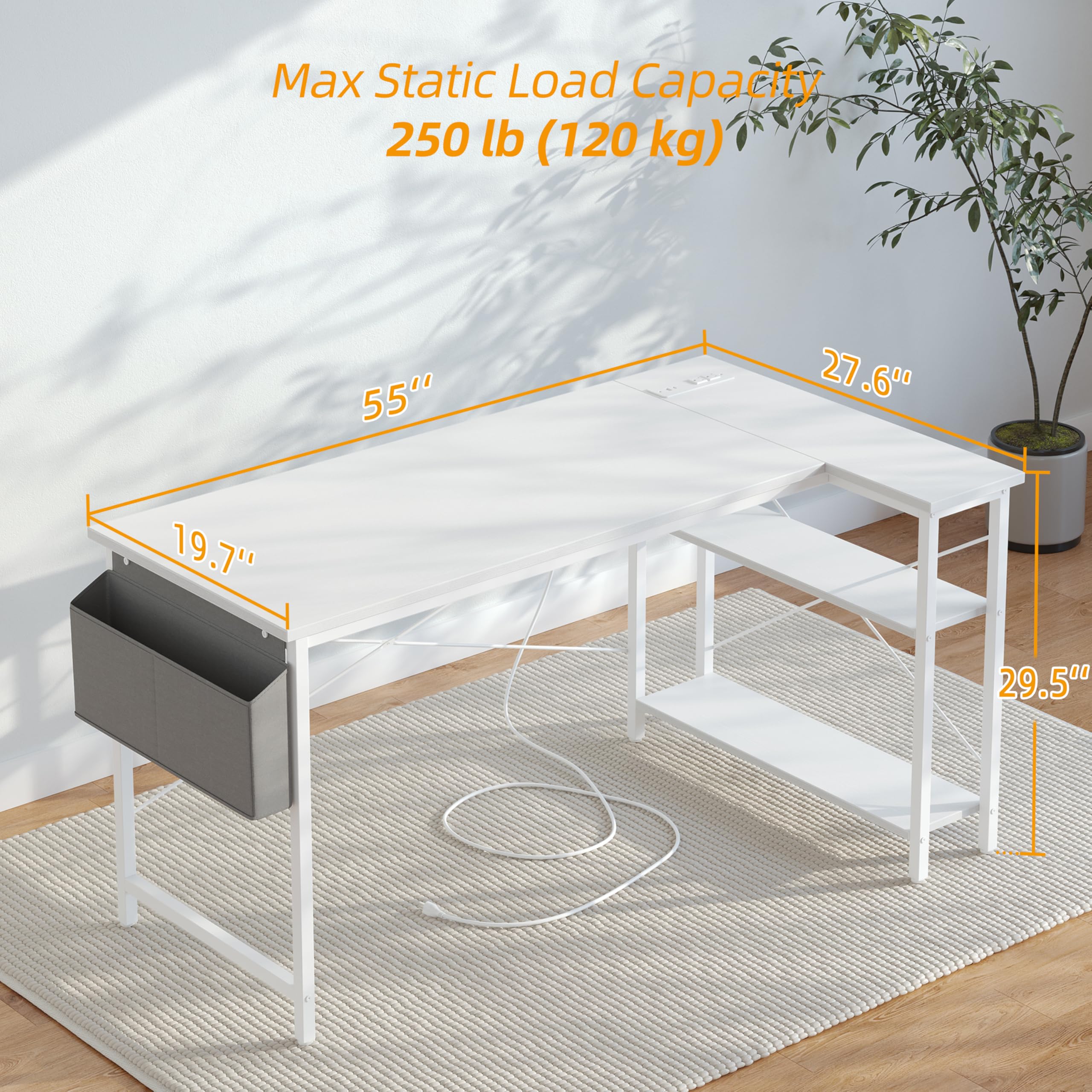 BEXEVUE Computer Desk with Power Outlets - craques