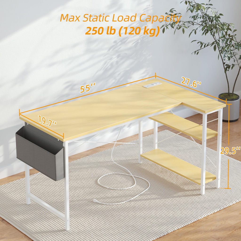 BEXEVUE Computer Desk with Power Outlets - craques