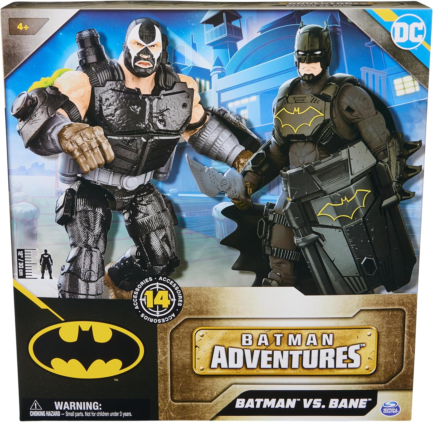 DC Comics, Batman Adventures Battle Pack, Bane and Batman Action Figures Set, 14 Armor Accessories, 12-inch Super Hero Kids Toy for Boys & Girls craques